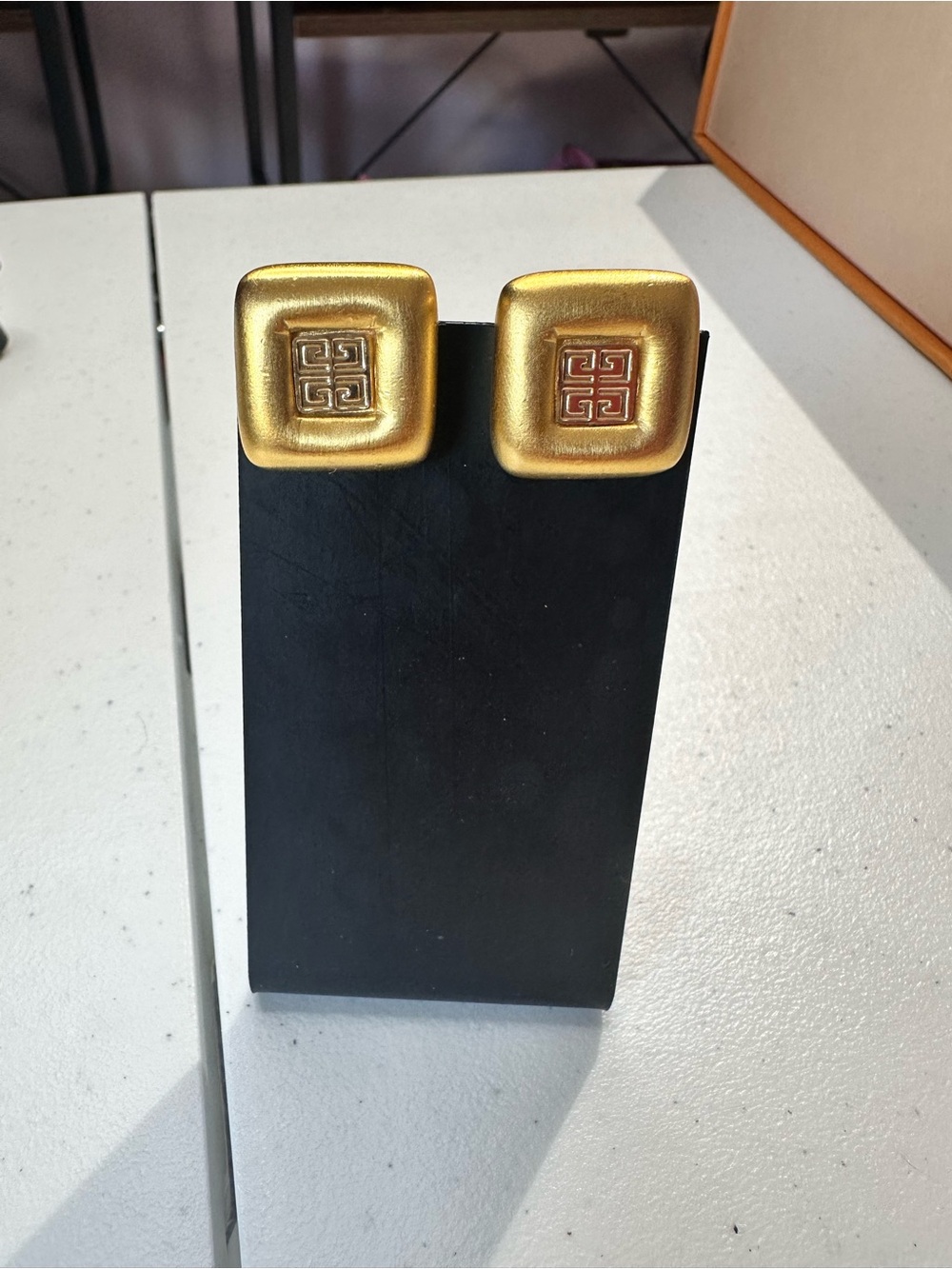 Vintage Givenchy 4G Logo clip-on earrings/gold toned/ signed